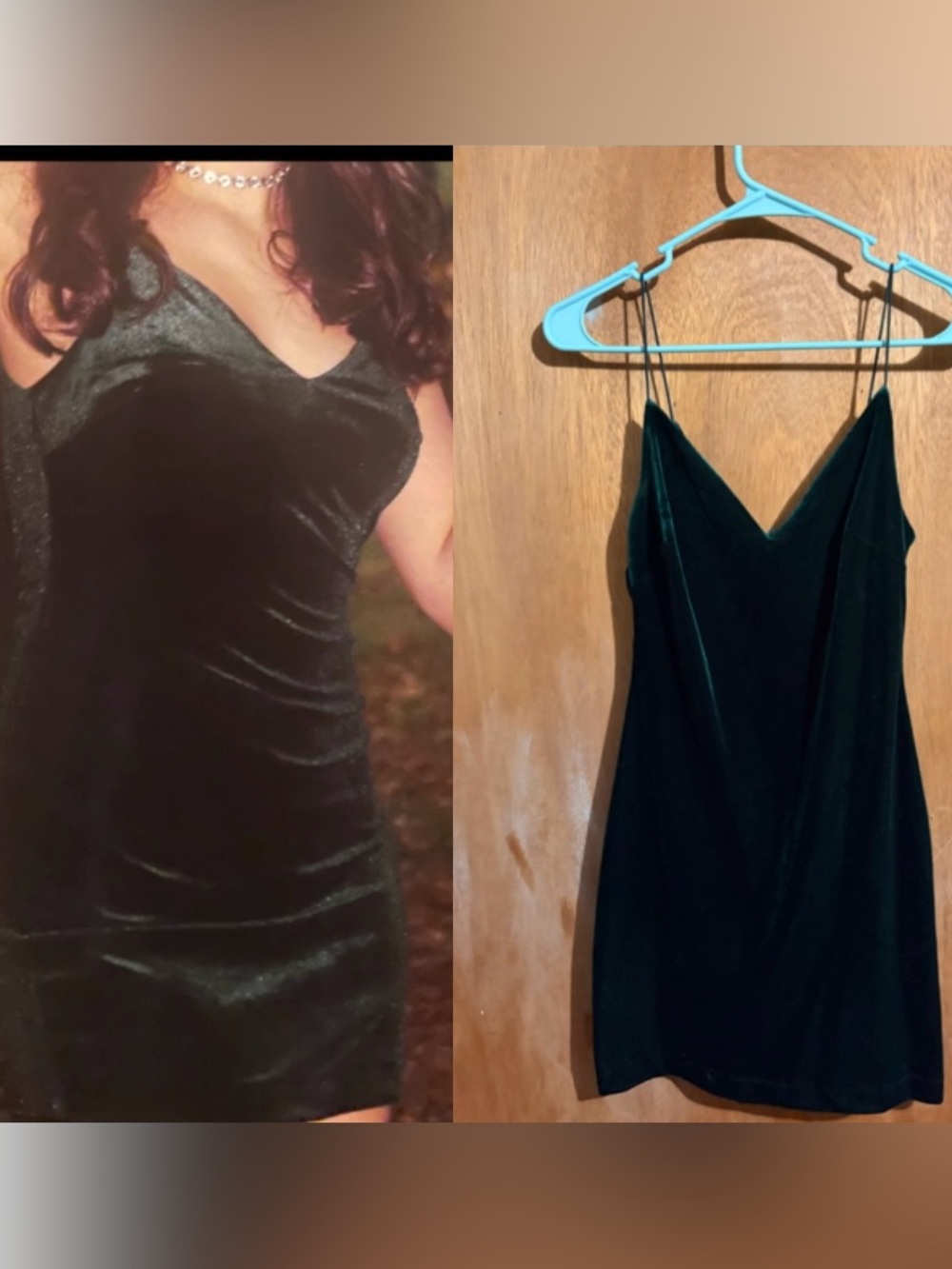 Velvet Slip Dress - Deep Green
